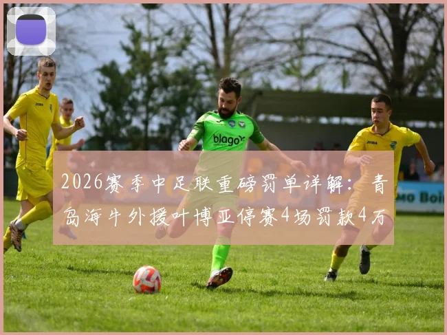 2026赛季中足联重磅罚单详解：青岛海牛外援叶博亚停赛4场罚款4万，暴力行为零容忍！